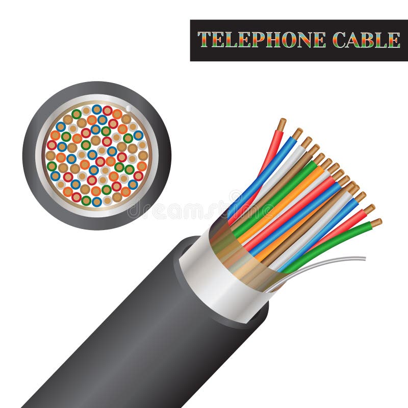 De structuur van de telefoonkabel Soort een elektrische kabel vector illustratie De structuur van de telefoonkabel Soort een elektrische kabel vector illustratie