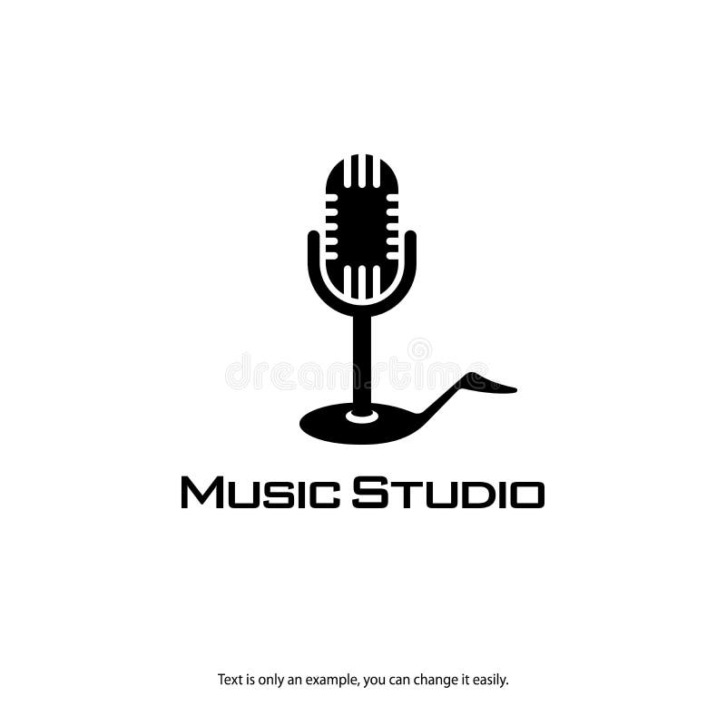 De studioembleem van het muziekverslag Microfoon en nota vectorpictogram stock illustratie De studioembleem van het muziekverslag Microfoon en nota vectorpictogram stock illustratie