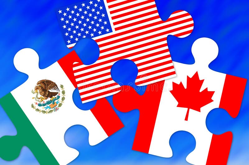 De Stukken van het de Vlagraadsel van Canada, van Mexico en van de V.S.