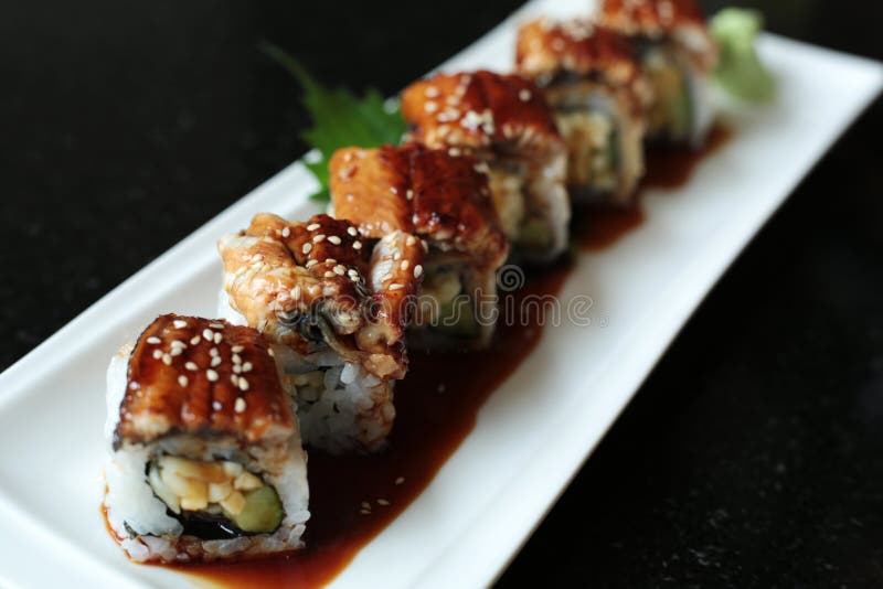 De sushi van Unagi stock foto's De sushi van Unagi stock foto's