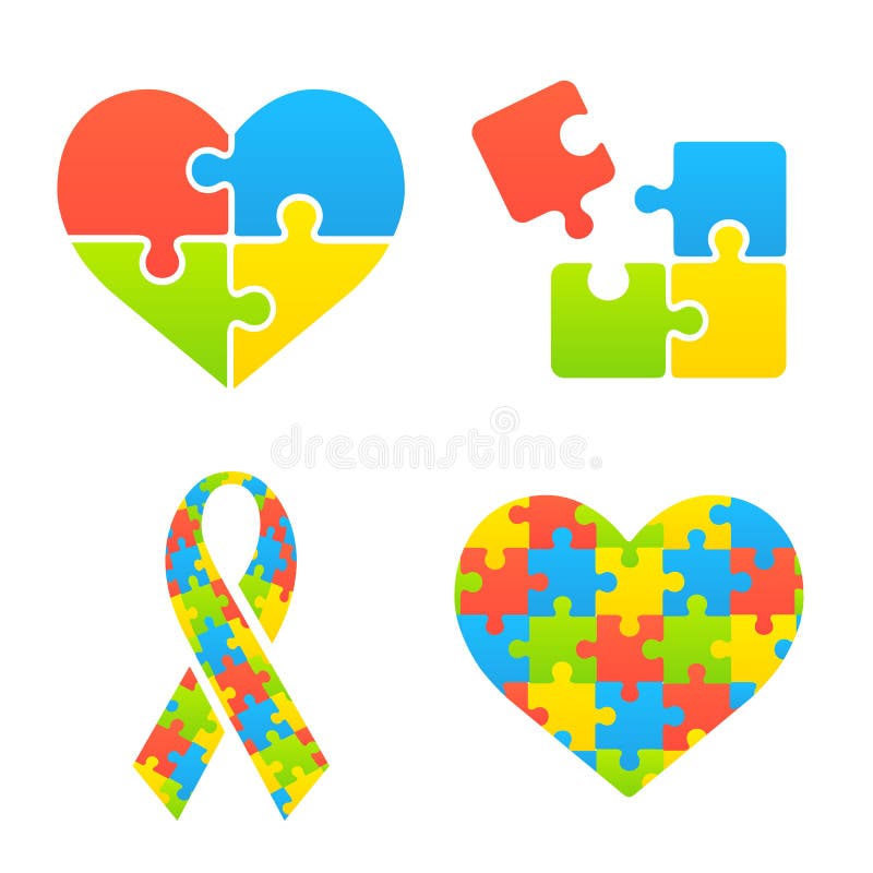Symbolen voor autisme bewustzijn vector illustratie