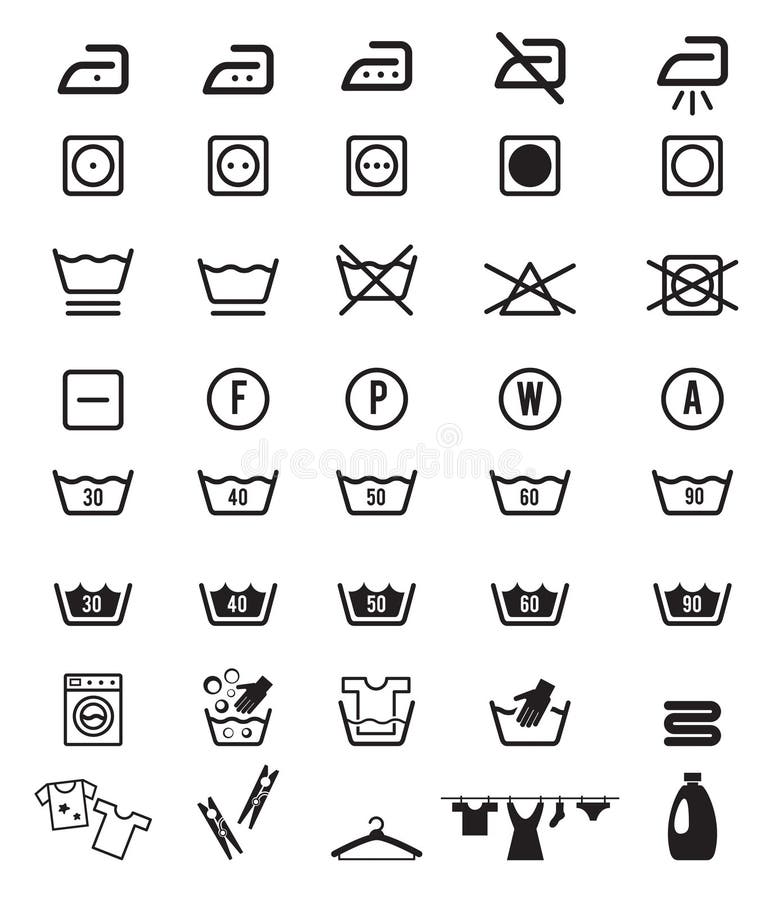 De Symbolen van het de Instructiepictogram van de wasserijwas vector illustratie De Symbolen van het de Instructiepictogram van de wasserijwas vector illustratie