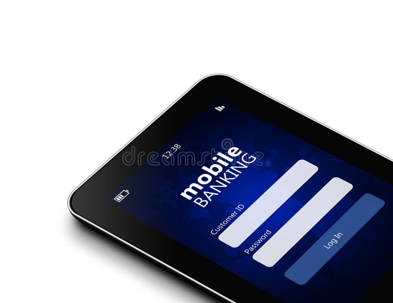 De tablet met mobiele bankwezenlogin pagina holded met de hand geïsoleerd o