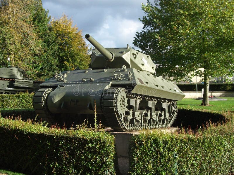 US tank destroyer M10 serving as D-Day memorial, Bayeux, Normandy. US tank destroyer M10 serving as D-Day memorial, Bayeux, Normandy