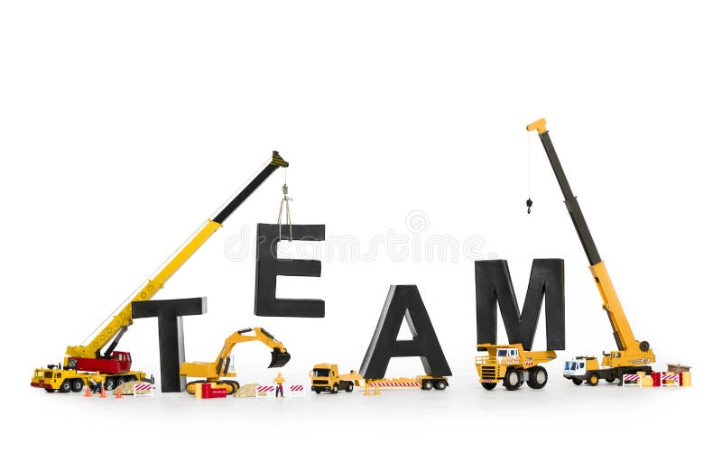 De teambouw: Machines die team-woord bouwen. stock foto's De teambouw: Machines die team-woord bouwen. stock foto's