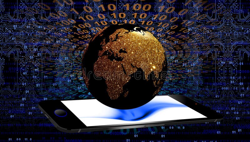 De technologie van het wereldnetwerk de mobiele mededeling van de aardetechnologie stock illustratie De technologie van het wereldnetwerk de mobiele mededeling van de aardetechnologie stock illustratie