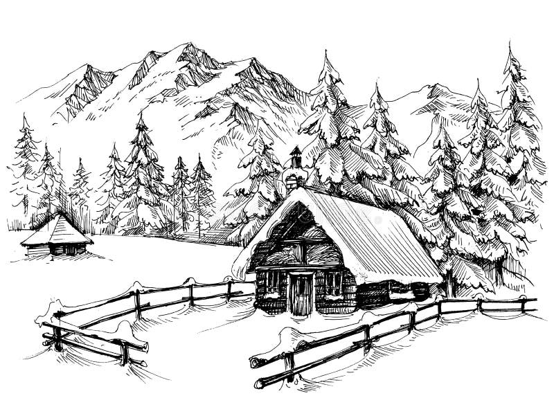 De tekening van de de wintercabine