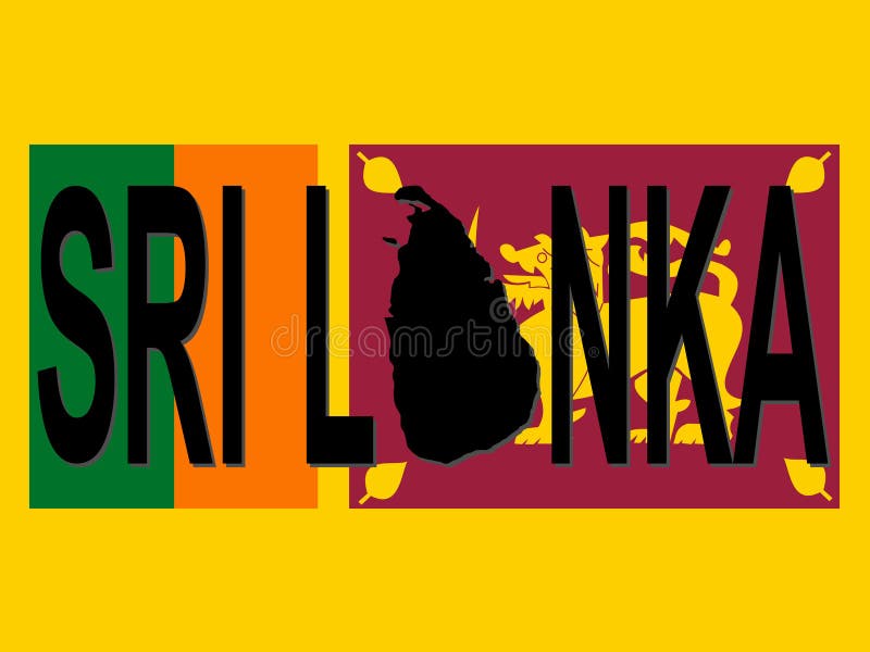 De tekst van Sri Lanka met kaart