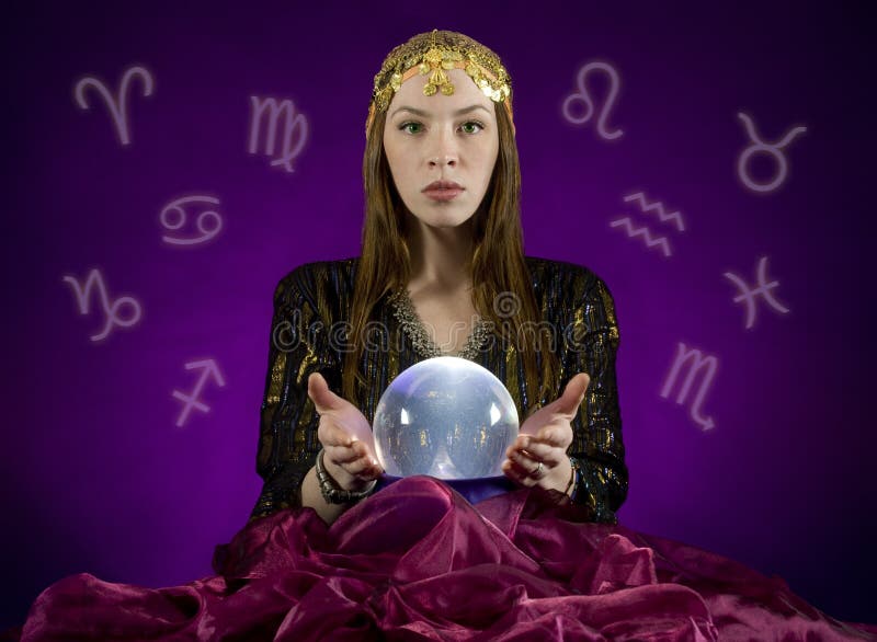 Fortune Teller holding Crystal ball. Fortune Teller holding Crystal ball