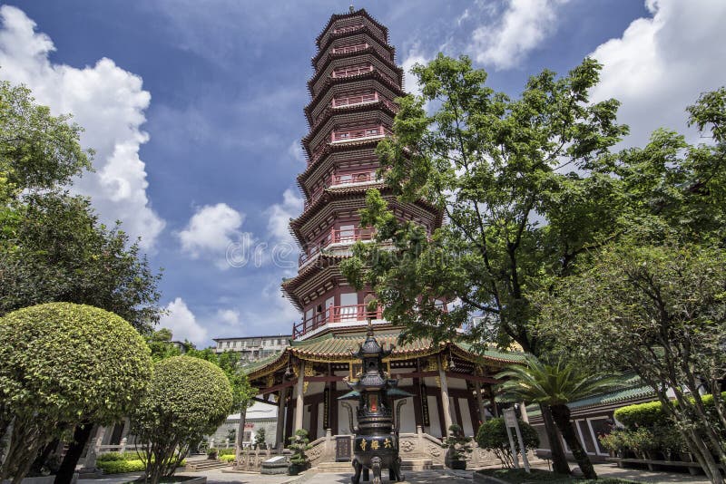 De tempel van Zes Banyan-Bomen in Guangzhou, China royalty-vrije stock foto De tempel van Zes Banyan-Bomen in Guangzhou, China royalty-vrije stock foto