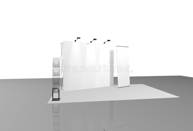 De tentoonstelling van de het ontwerpmalplaatje van de expo van de cabine witte reclameoppervlakten 3D die 3D illustratie terugge vector illustratie De tentoonstelling van de het ontwerpmalplaatje van de expo van de cabine witte reclameoppervlakten 3D die 3D illustratie terugge vector illustratie