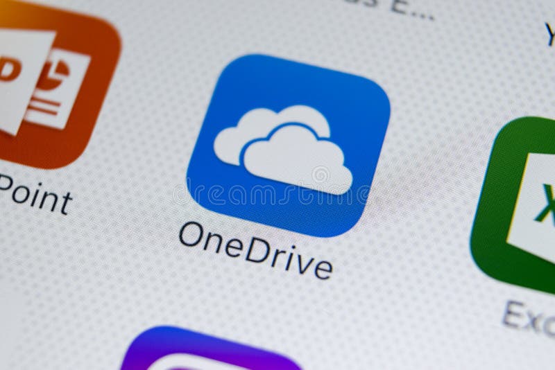 De toepassingspictogram van Microsoft OneDrive op Apple-iPhone X het schermclose-up Het onedrive app pictogram van Microsoft De t royalty-vrije stock afbeeldingen De toepassingspictogram van Microsoft OneDrive op Apple-iPhone X het schermclose-up Het onedrive app pictogram van Microsoft De t royalty-vrije stock afbeeldingen