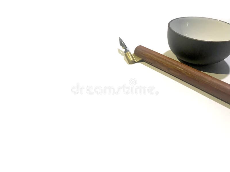 De traditionele Chinese Onderdompeling Pen Tool van de Kalligrafiescilla royalty-vrije stock foto's De traditionele Chinese Onderdompeling Pen Tool van de Kalligrafiescilla royalty-vrije stock foto's