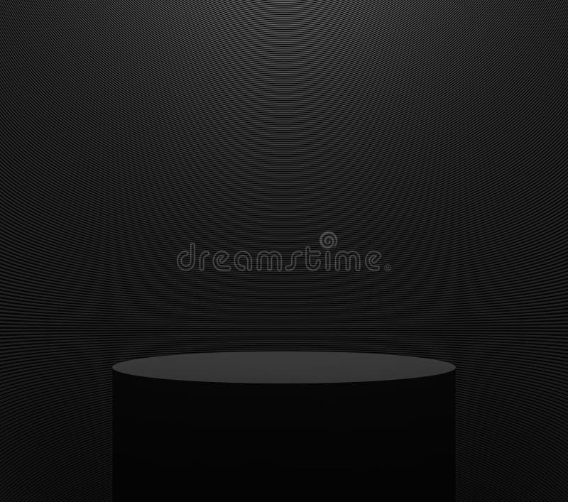 De tribune van de productvertoning met zwart kleuren 3d teruggevend beeld