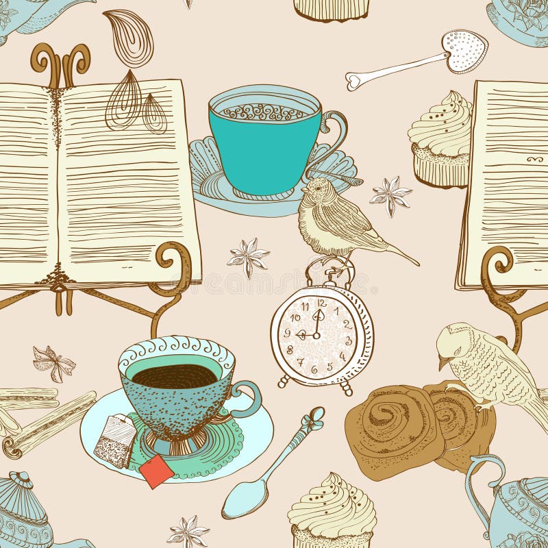 De uitstekende achtergrond van de ochtendthee stock illustratie De uitstekende achtergrond van de ochtendthee stock illustratie