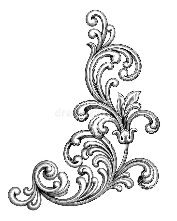 De uitstekende Barokke rol van het het Victoriaanse monogram bloemenornament van de kadergrens graveerde retro kalligrafische pat