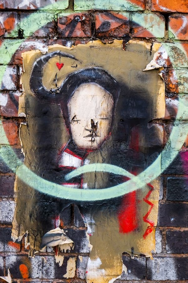 De uitstekende kunst van de graffitimuur, Londen het UK royalty-vrije illustratie De uitstekende kunst van de graffitimuur, Londen het UK royalty-vrije illustratie