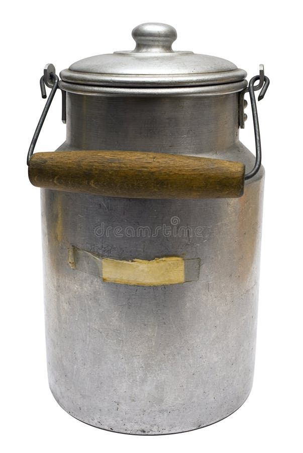 De uitstekende Melk kan met Weg stock foto De uitstekende Melk kan met Weg stock foto