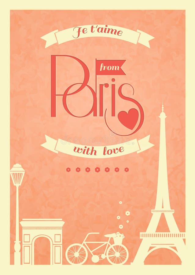 De uitstekende retro affiche van liefdeparijs royalty-vrije illustratie De uitstekende retro affiche van liefdeparijs royalty-vrije illustratie