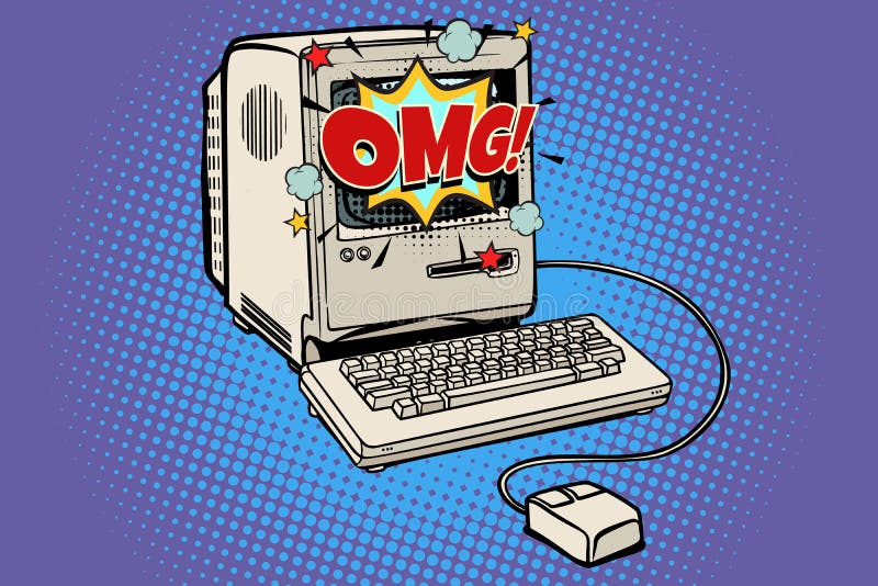 Oh mijn god, een vintage retro computer royalty-vrije illustratie