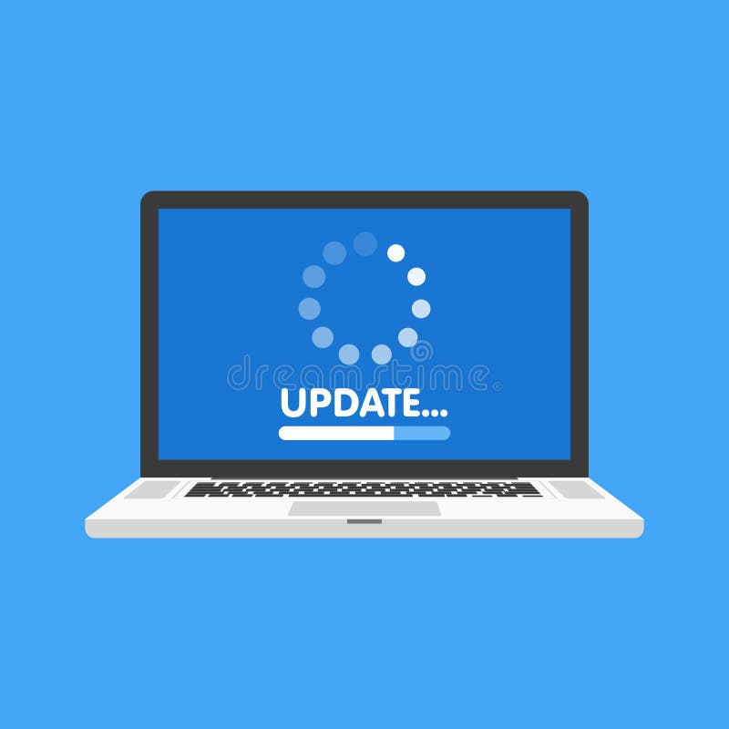 De update van de systeemsoftware en verbeteringsconcept Ladingsproces in laptop het scherm Vector illustratie vector illustratie De update van de systeemsoftware en verbeteringsconcept Ladingsproces in laptop het scherm Vector illustratie vector illustratie