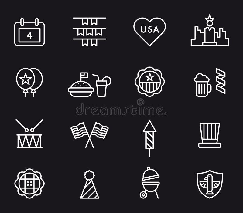 De V.S. vierde van Juli-pictogrammen vector illustratie De V.S. vierde van Juli-pictogrammen vector illustratie