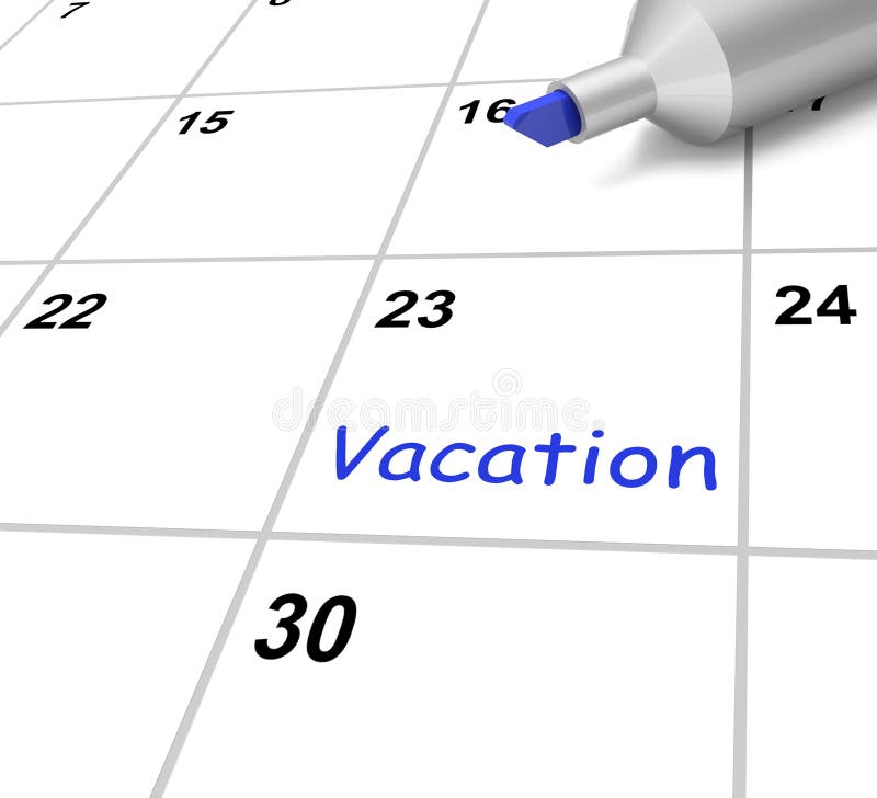 De vakantiekalender toont Onderbreking of Vrij van stock illustratie De vakantiekalender toont Onderbreking of Vrij van stock illustratie