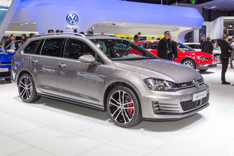 Geneva, Switzerland - March 4, 2015: 2015 Volkswagen Golf GTD Variant presented on the 85th International Geneva Motor Show. Geneva, Switzerland - March 4, 2015: 2015 Volkswagen Golf GTD Variant presented on the 85th International Geneva Motor Show