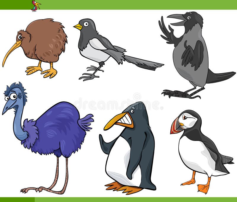 De vastgestelde illustratie van het vogelsbeeldverhaal vector illustratie De vastgestelde illustratie van het vogelsbeeldverhaal vector illustratie