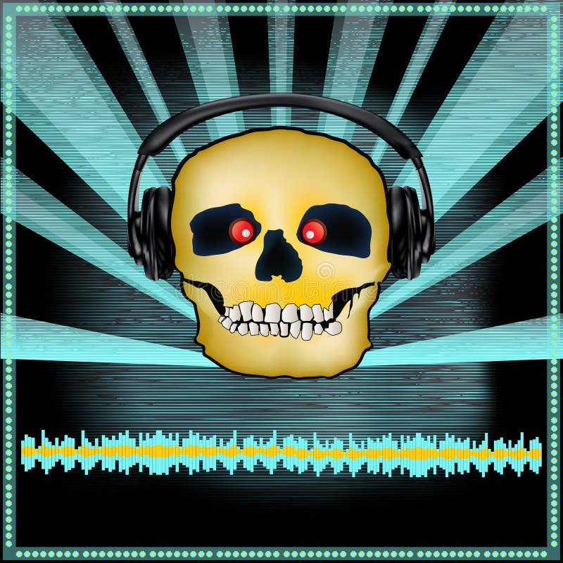 De Vastgestelde Vlieger van DJ van de schedel stock illustratie De Vastgestelde Vlieger van DJ van de schedel stock illustratie