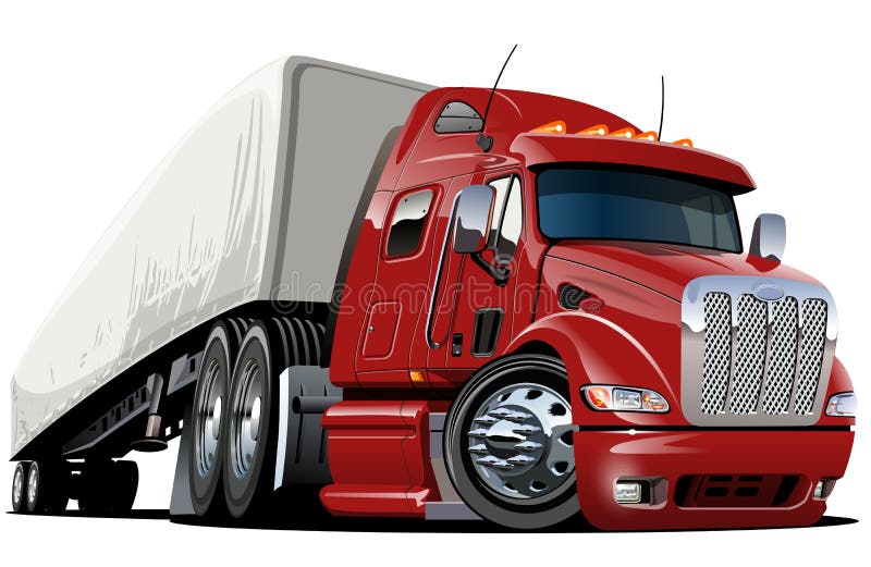De vecteur de dessin animé de cargaison camion semi illustration libre de droits De vecteur de dessin animé de cargaison camion semi illustration libre de droits