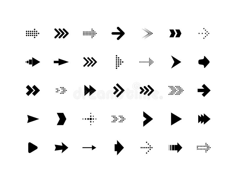 De vector geplaatste pictogrammen van het pijlteken