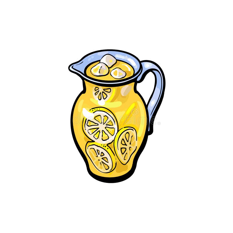 De vector geïsoleerde kruik van het de limonadeglas van het schetsbeeldverhaal vector illustratie De vector geïsoleerde kruik van het de limonadeglas van het schetsbeeldverhaal vector illustratie