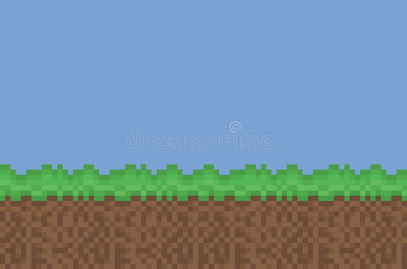 Vector pixel art weide groen, bruin, achtergrond vector illustratie