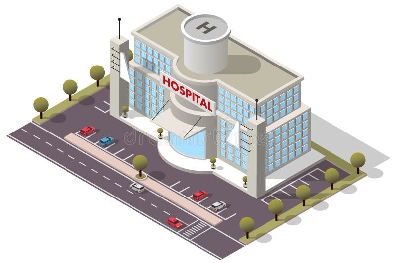 De vector isometrische het Ziekenhuisbouw