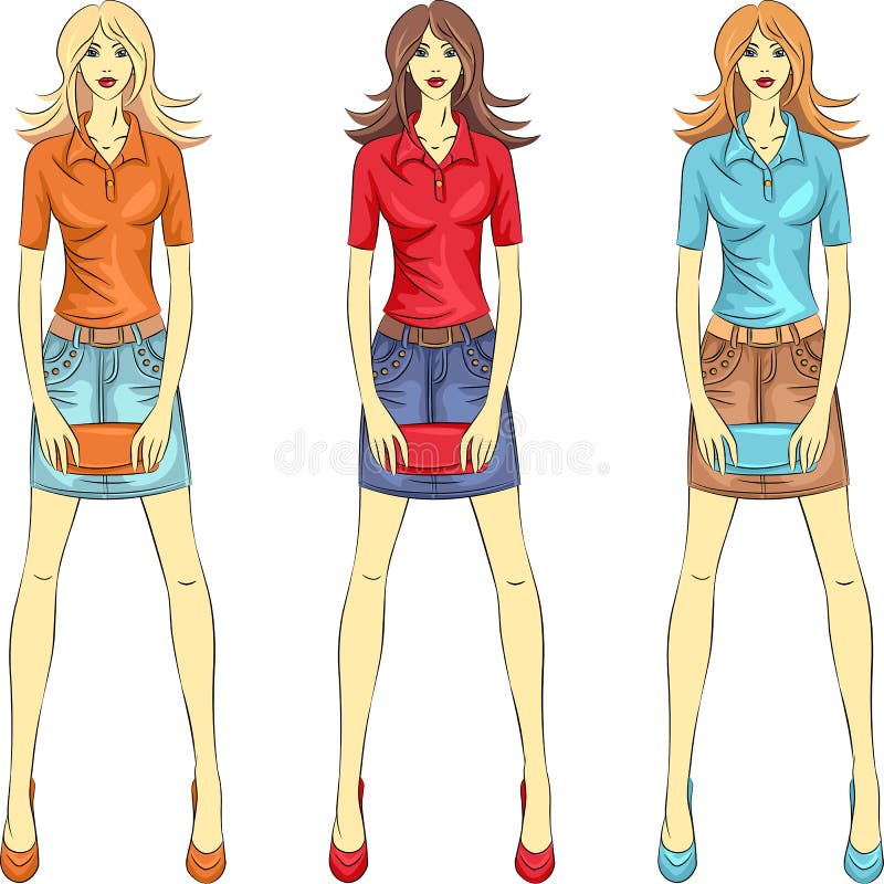 De vector mooie hoogste modellen van maniermeisjes royalty-vrije illustratie De vector mooie hoogste modellen van maniermeisjes royalty-vrije illustratie