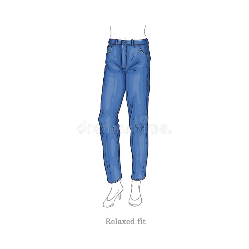 De vector ontspande geschikte stijljeans, vrouwelijke denimbroek royalty-vrije illustratie De vector ontspande geschikte stijljeans, vrouwelijke denimbroek royalty-vrije illustratie
