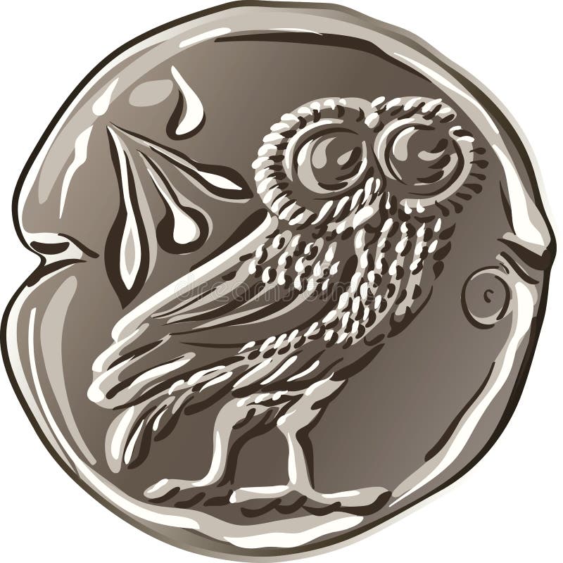 De vector oude Griekse drachme van het geld zilveren muntstuk
