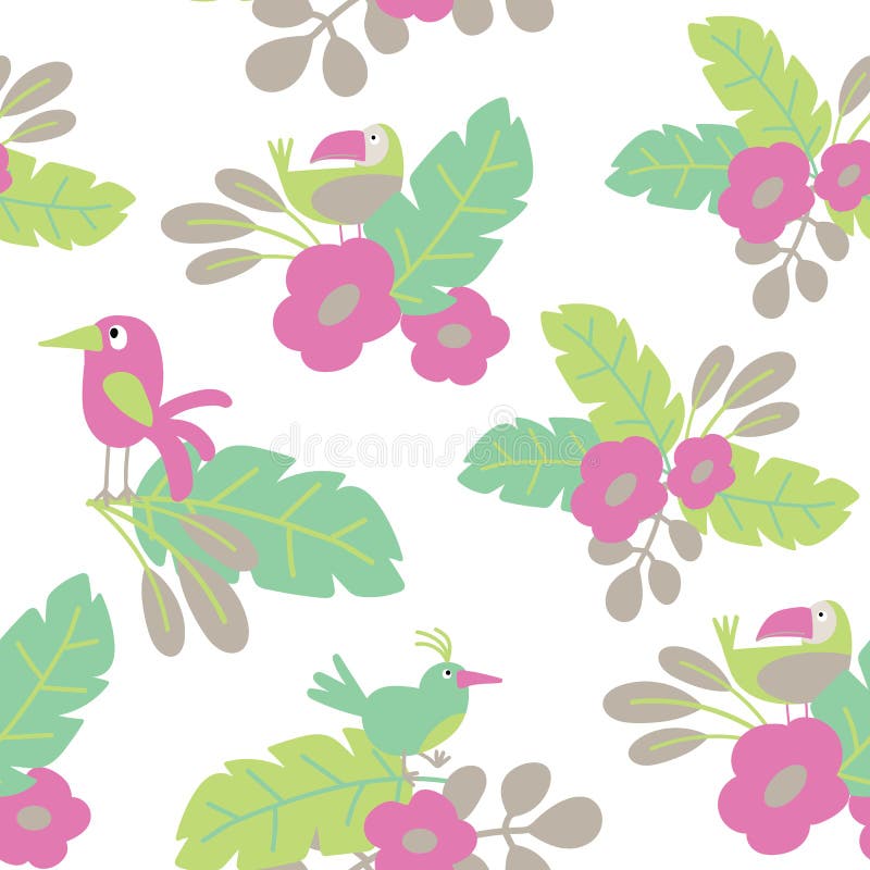 De vector Tropische bloemenachtergrond van het de zomer naadloze vectorpatroon met exotische bloemen, palmbladen, wildernisblad, vector illustratie De vector Tropische bloemenachtergrond van het de zomer naadloze vectorpatroon met exotische bloemen, palmbladen, wildernisblad, vector illustratie