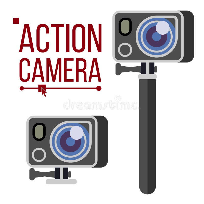 De vector van de actiecamera Actieve Extreme Sportvideo Materiaal voor Film Het schieten van proces Geïsoleerdeo illustratie stock illustratie De vector van de actiecamera Actieve Extreme Sportvideo Materiaal voor Film Het schieten van proces Geïsoleerdeo illustratie stock illustratie