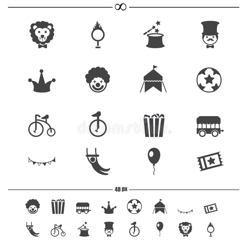 De vector van circuspictogrammen royalty-vrije illustratie De vector van circuspictogrammen royalty-vrije illustratie