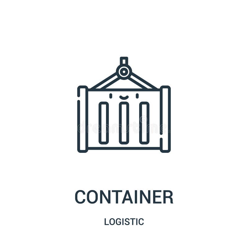 de vector van het containerpictogram van logistische inzameling De dunne van het het overzichtspictogram van de lijncontainer vec royalty-vrije illustratie de vector van het containerpictogram van logistische inzameling De dunne van het het overzichtspictogram van de lijncontainer vec royalty-vrije illustratie