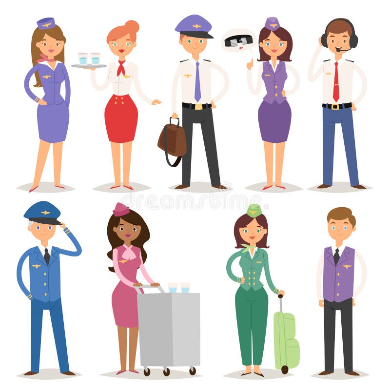 Vector Illustration airline plane personnel staff pilots and stewardess air hostess flight attendants people command. Vector pilots flight attendants captain professional. Vector Illustration airline plane personnel staff pilots and stewardess air hostess flight attendants people command. Vector pilots flight attendants captain professional.