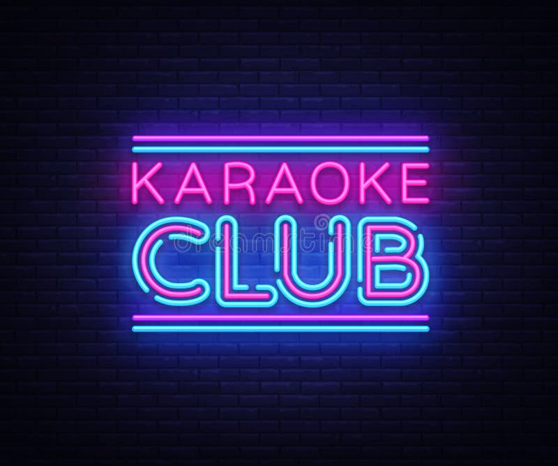 De vector van het het neonteken van de karaokeclub Het teken van het het malplaatjeneon van het karaokeontwerp, lichte banner, ne vector illustratie De vector van het het neonteken van de karaokeclub Het teken van het het malplaatjeneon van het karaokeontwerp, lichte banner, ne vector illustratie