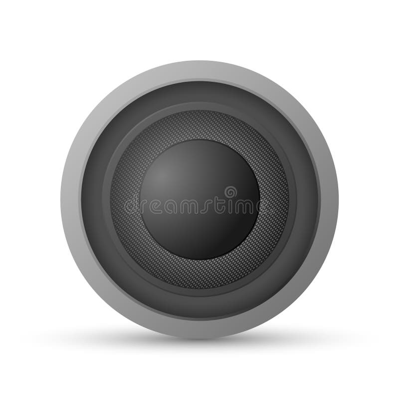 De vector van het vooraanzichtdetail van realistische moderne zwarte in de schaduw gestelde audiospreker op witte achtergrond stock illustratie De vector van het vooraanzichtdetail van realistische moderne zwarte in de schaduw gestelde audiospreker op witte achtergrond stock illustratie