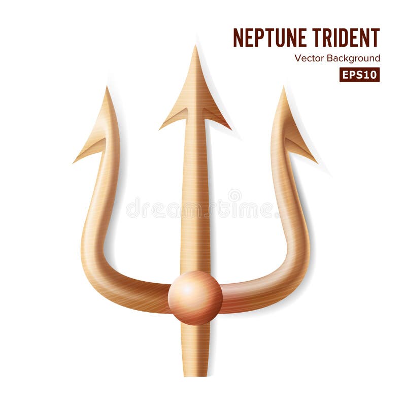 De Vector van Neptunus Trident Brons Realistisch 3D Silhouet van het Wapen van Neptunus of Poseidon- Voorwerp van de hooivork het stock illustratie De Vector van Neptunus Trident Brons Realistisch 3D Silhouet van het Wapen van Neptunus of Poseidon- Voorwerp van de hooivork het stock illustratie