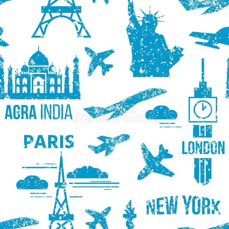 De vector van de portlanden van kaartzegels uitstekende van de de wereldzegel verschillende post grunge stempelt naadloze overal vector illustratie De vector van de portlanden van kaartzegels uitstekende van de de wereldzegel verschillende post grunge stempelt naadloze overal vector illustratie