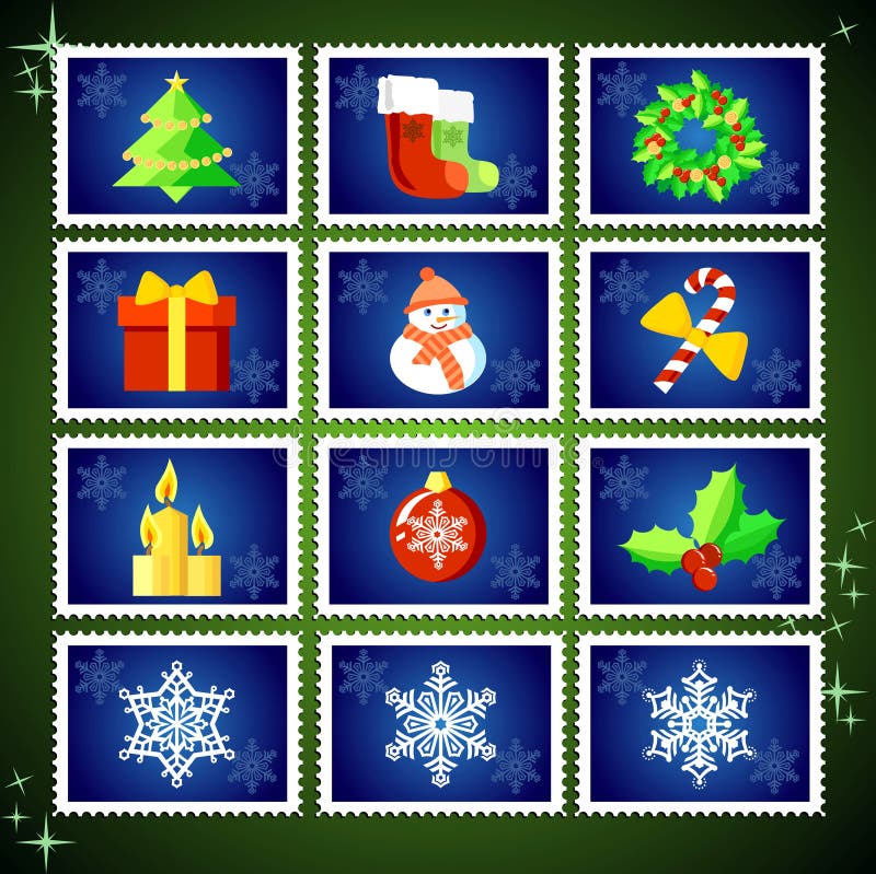 De vector Zegels van Kerstmis stock illustratie De vector Zegels van Kerstmis stock illustratie
