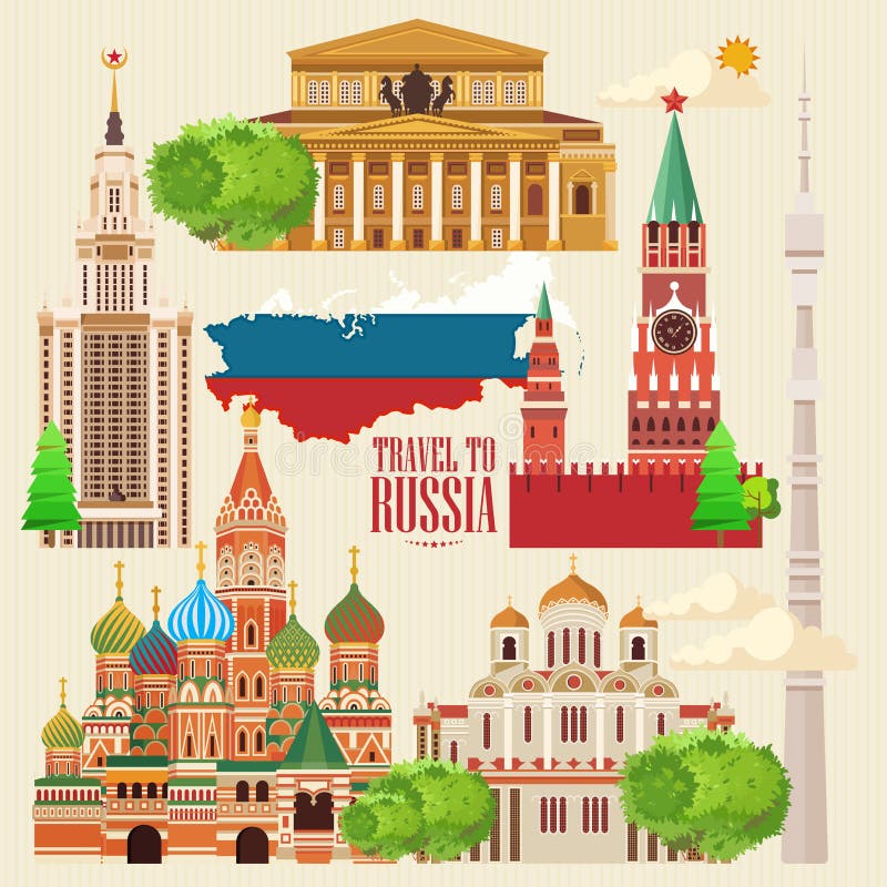 De vectorbanner van Rusland Russische affiche Reis naar Rusland vector illustratie De vectorbanner van Rusland Russische affiche Reis naar Rusland vector illustratie