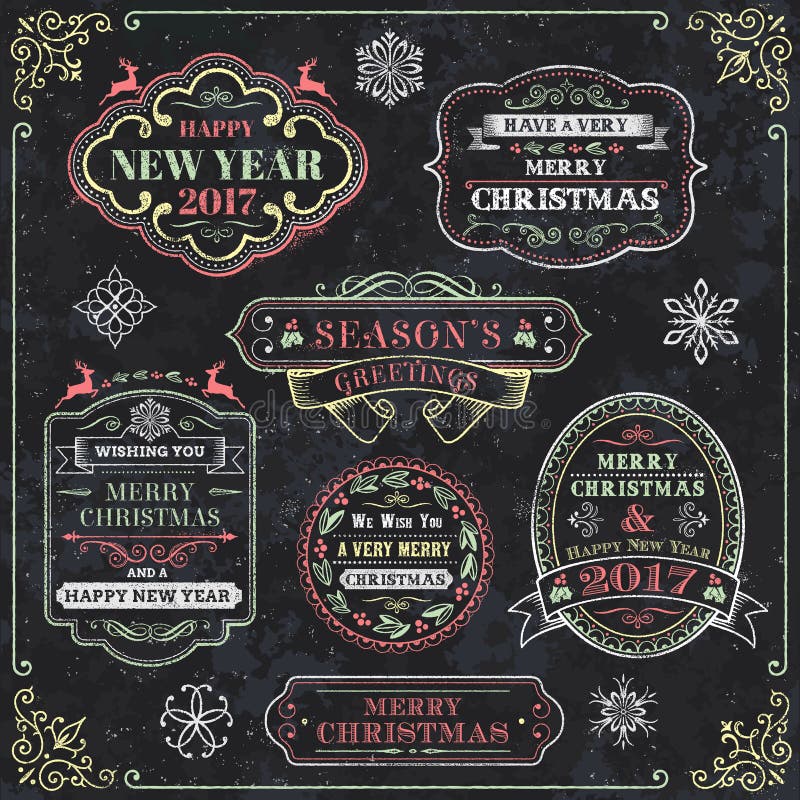 De Vectoretiketten van het Kerstmisbord royalty-vrije illustratie De Vectoretiketten van het Kerstmisbord royalty-vrije illustratie